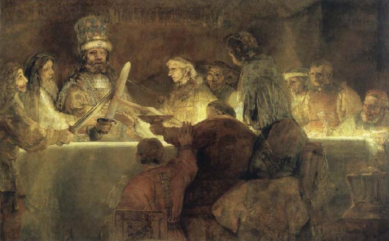 REMBRANDT Harmenszoon van Rijn The Conspiracy of the Batavians under Claudius Civilis oil painting picture